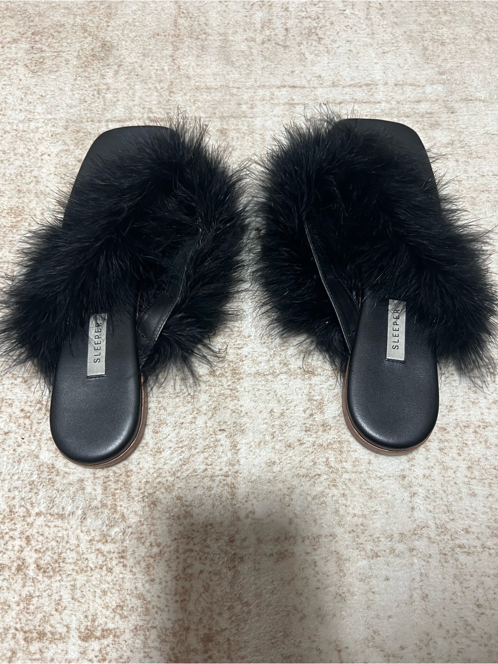 Sleeper Black Faux Fur Slide Slippers 41